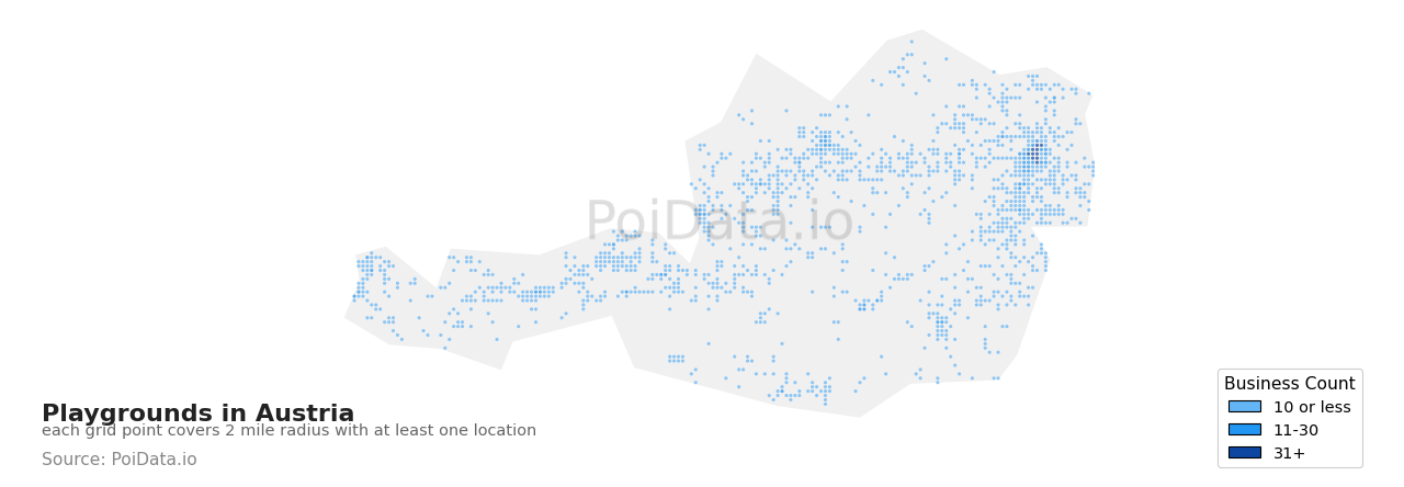 Playground density map for Austria