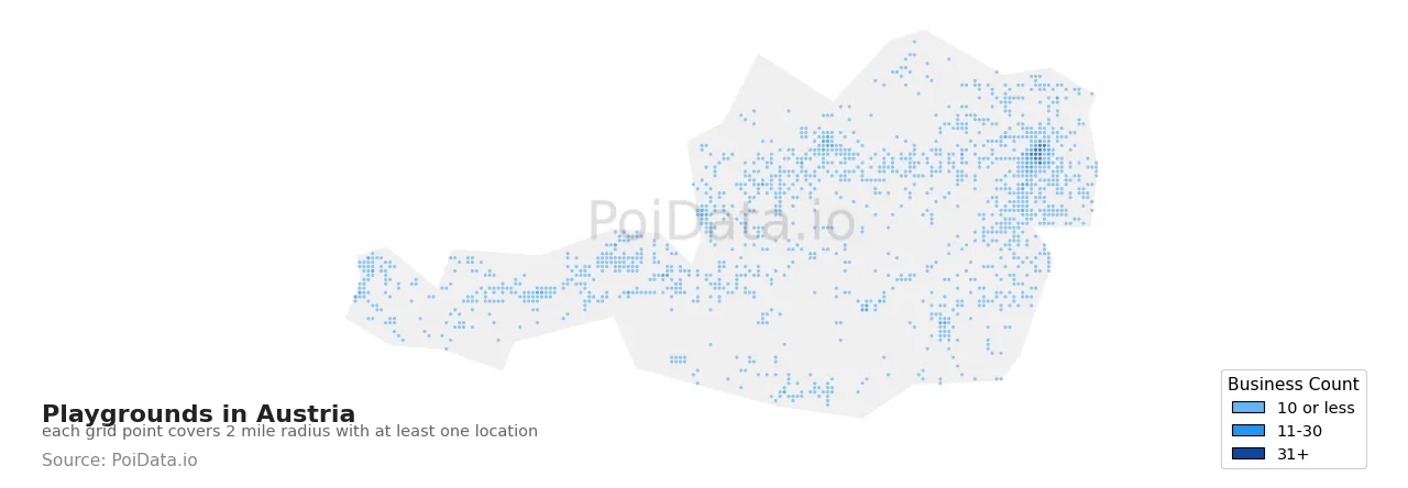 Playground density map for Austria