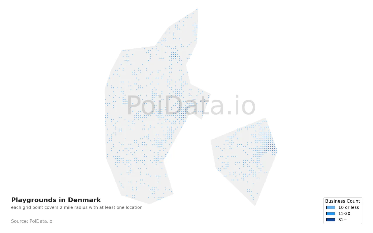 Playground density map for Denmark