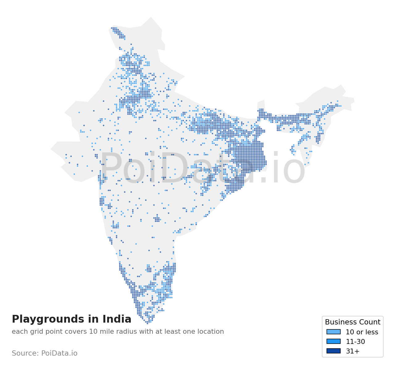 Playground density map for India