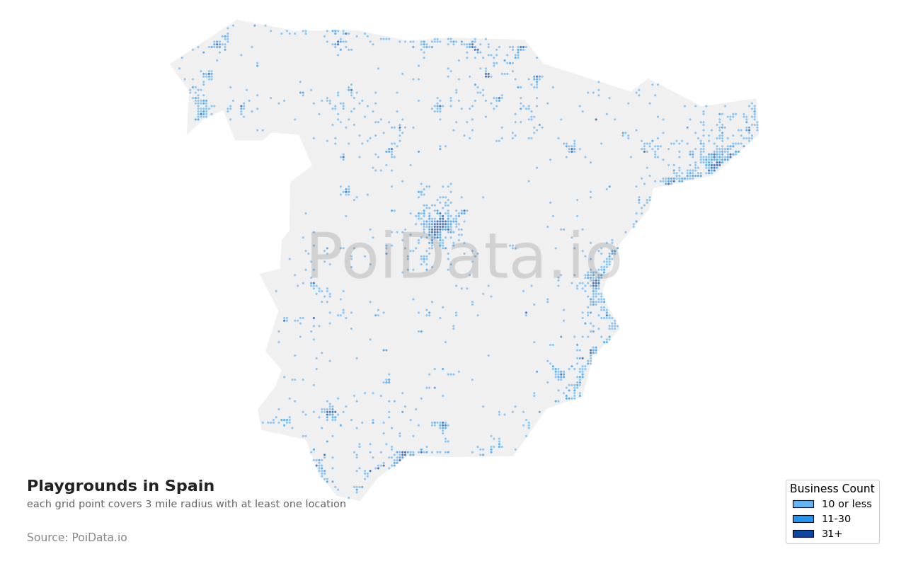 Playground density map for Spain
