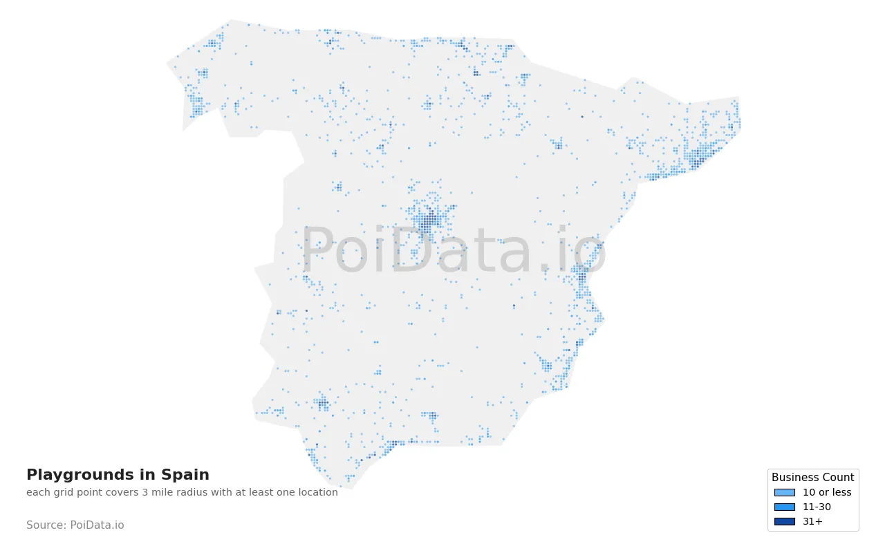 Playground density map for Spain