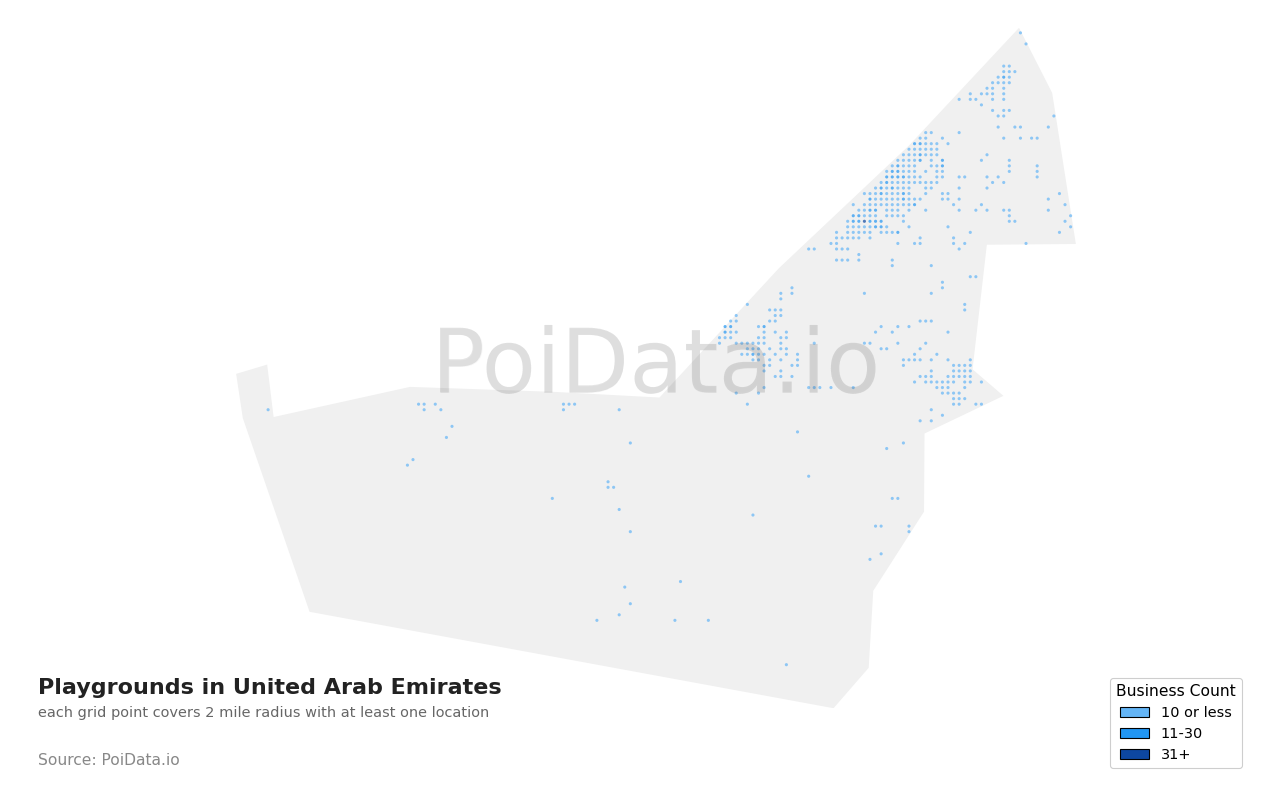 Playground density map for United Arab Emirates