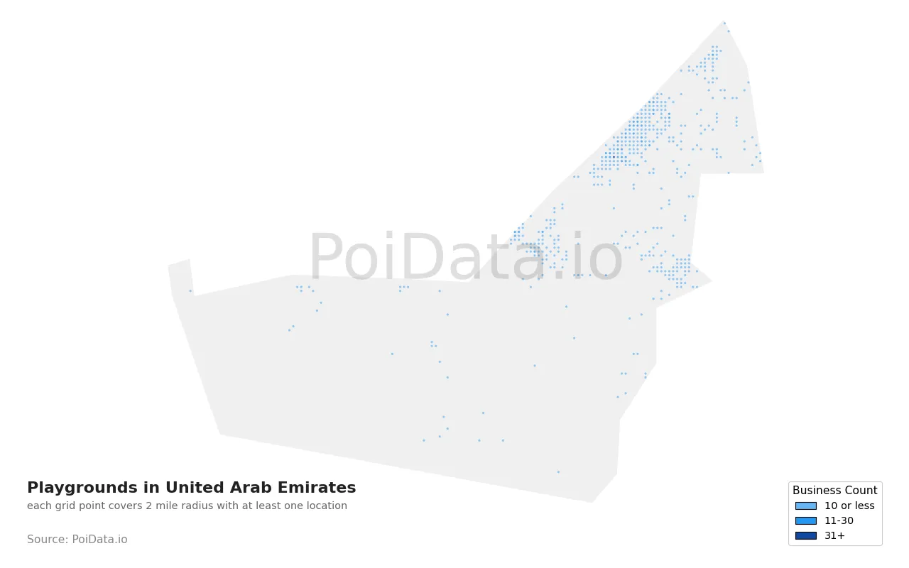 Playground density map for United Arab Emirates