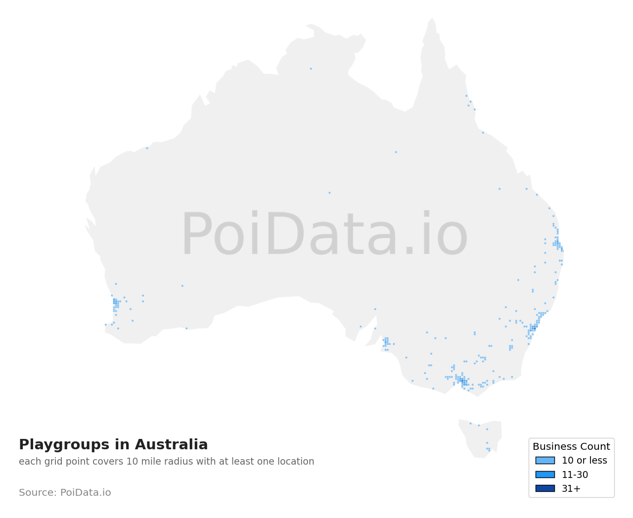 Playgroup density map for QLD, Australia
