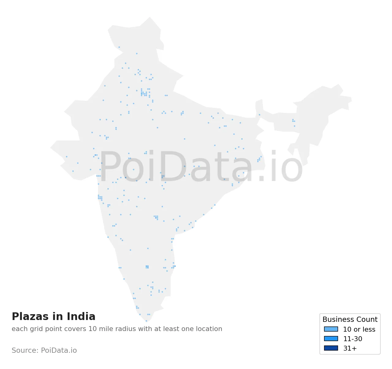 Plaza density map for India