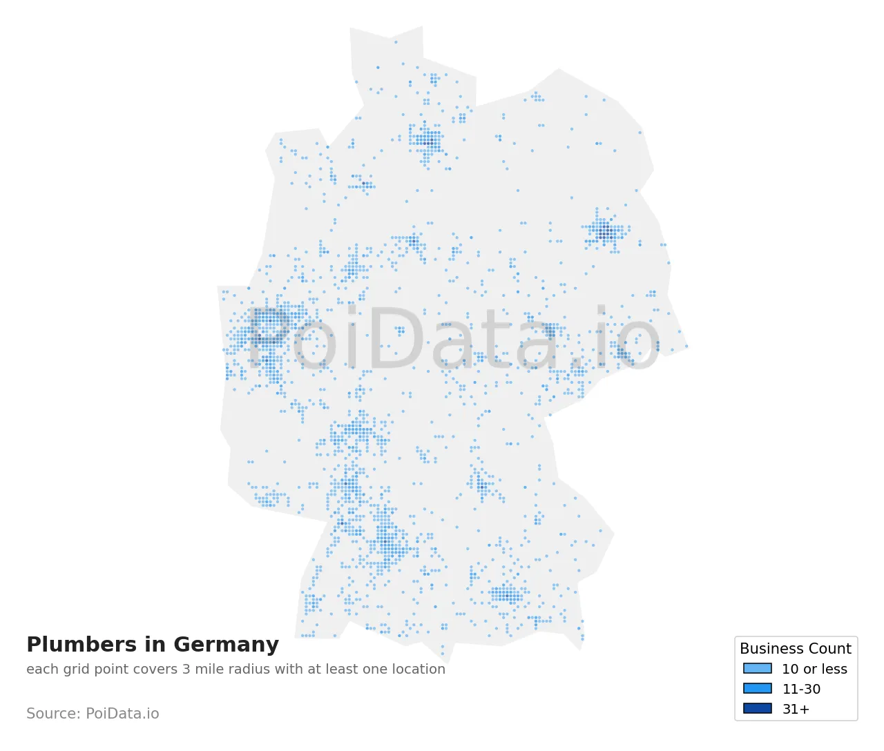 Plumber density map for Germany