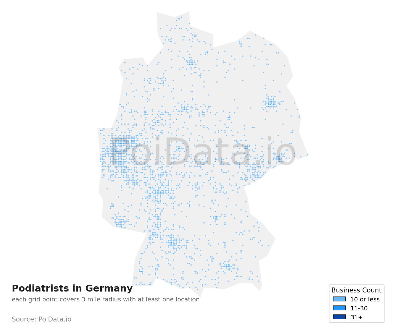 Podiatrist density map for Germany