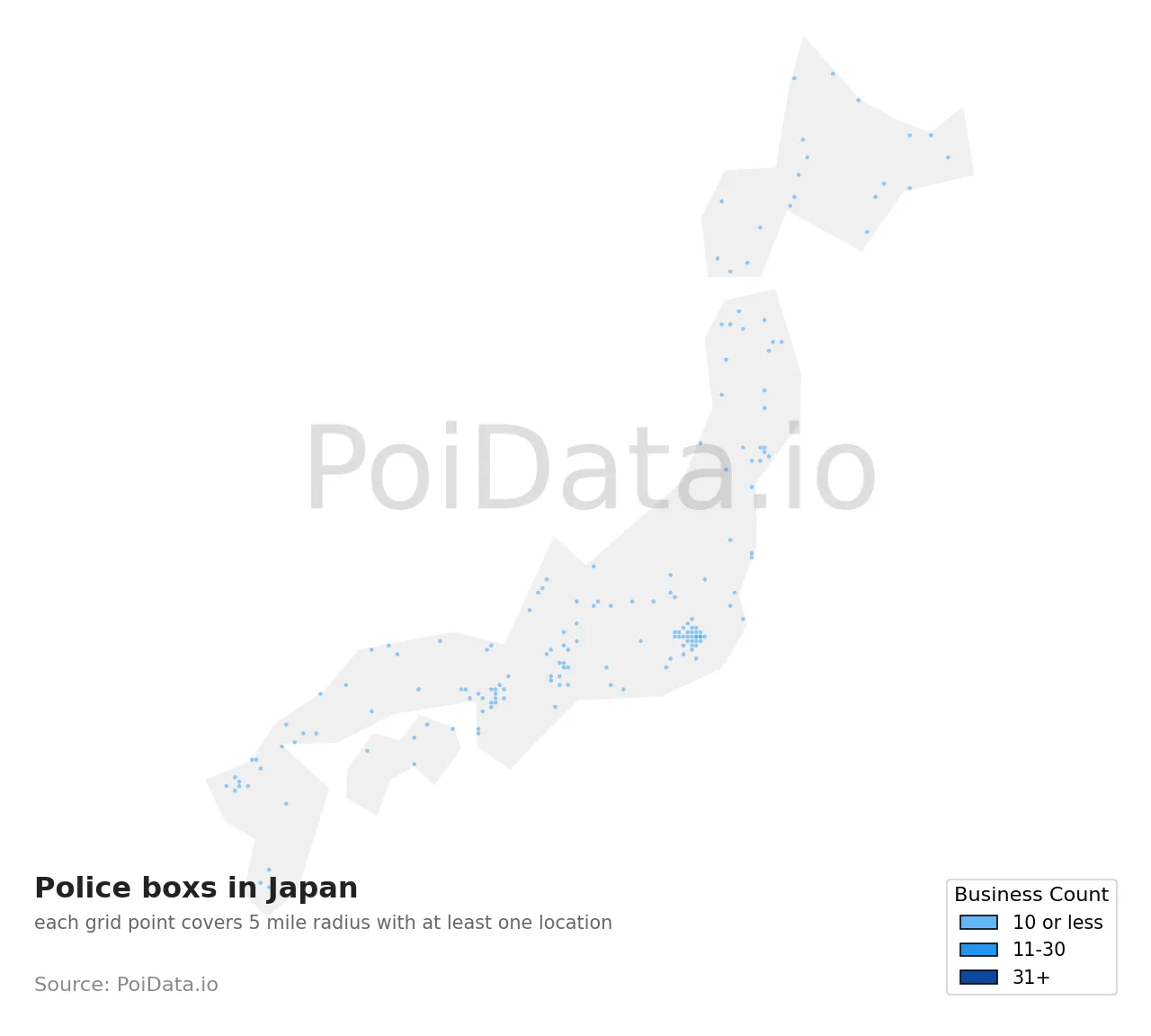 Police box density map for Japan