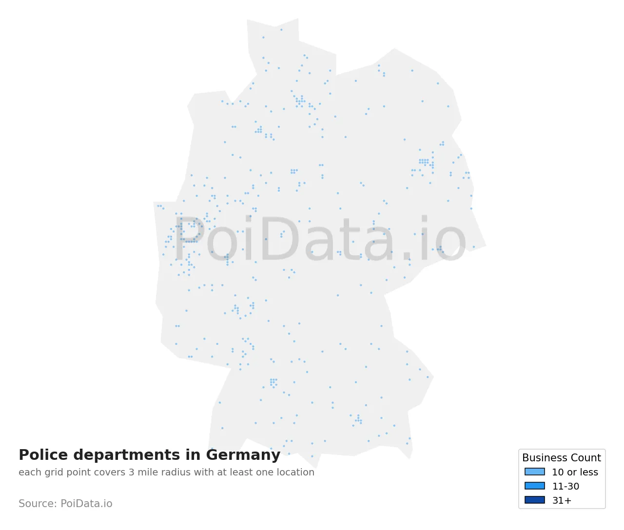 Police department density map for Germany