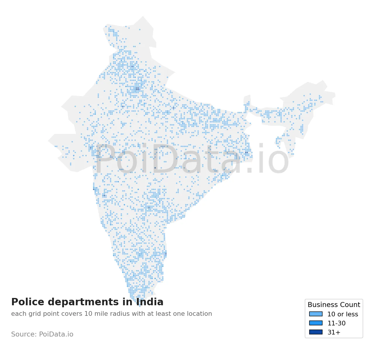 Police department density map for India