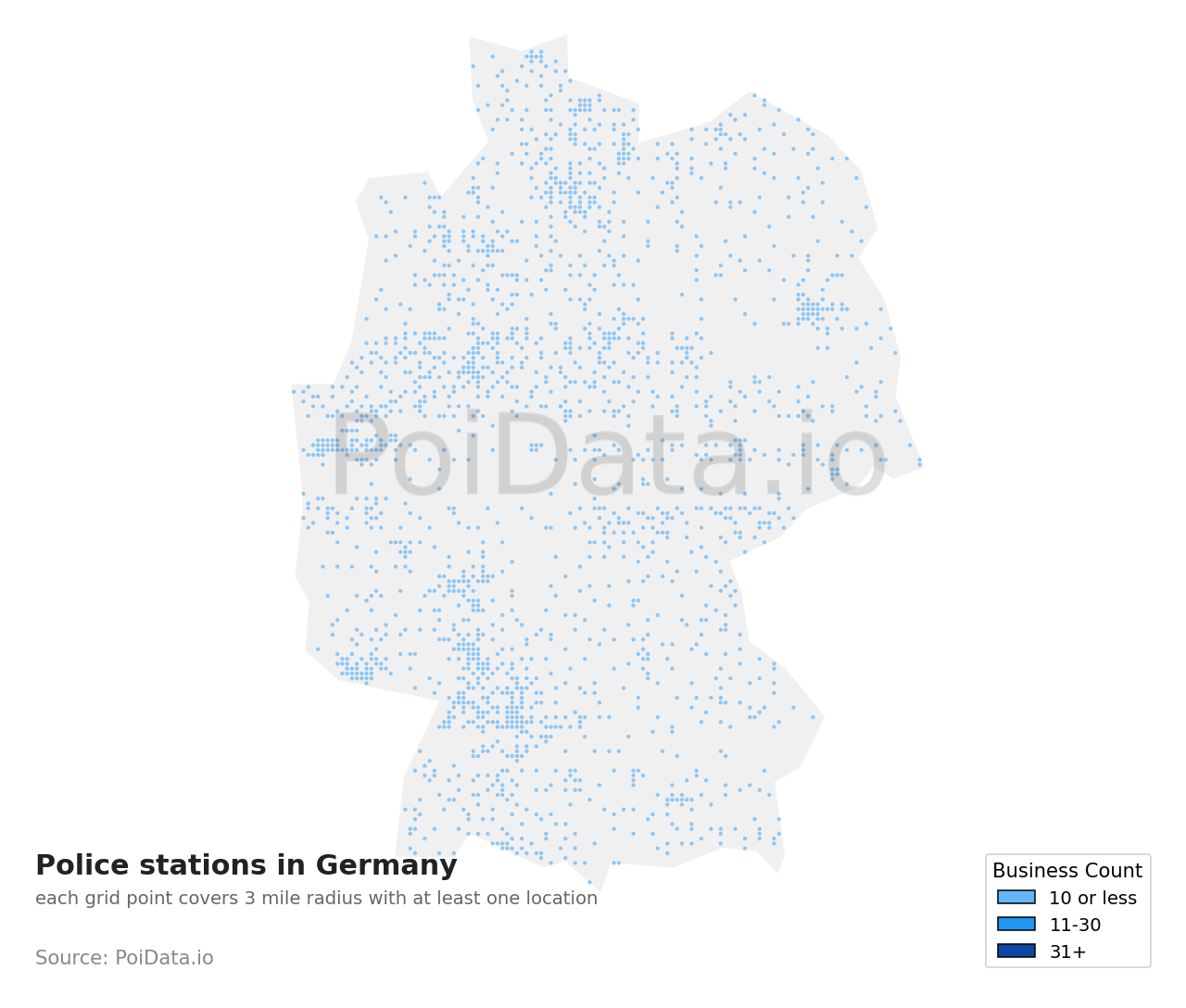 Police station density map for Germany