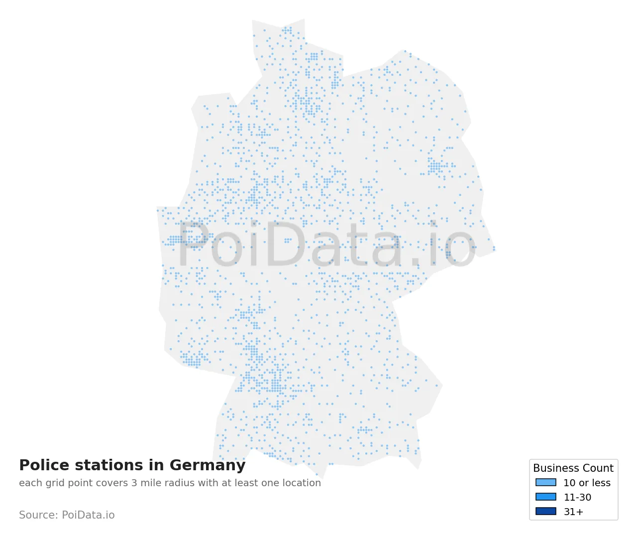Police station density map for Germany