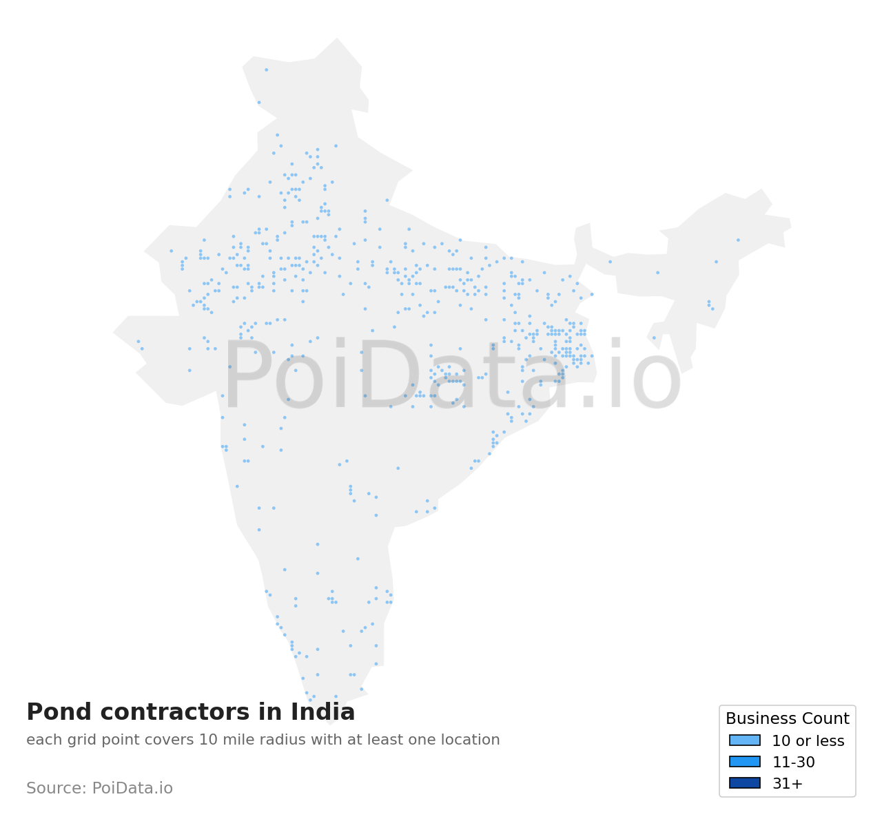 Pond contractor density map for India