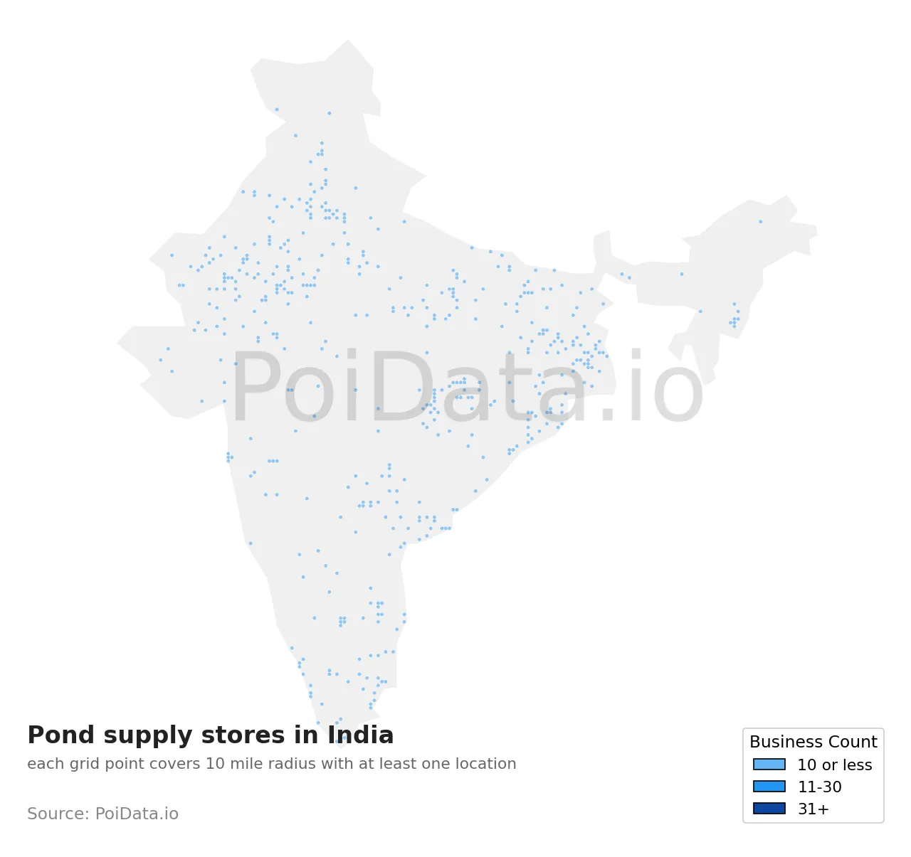 Pond supply store density map for India