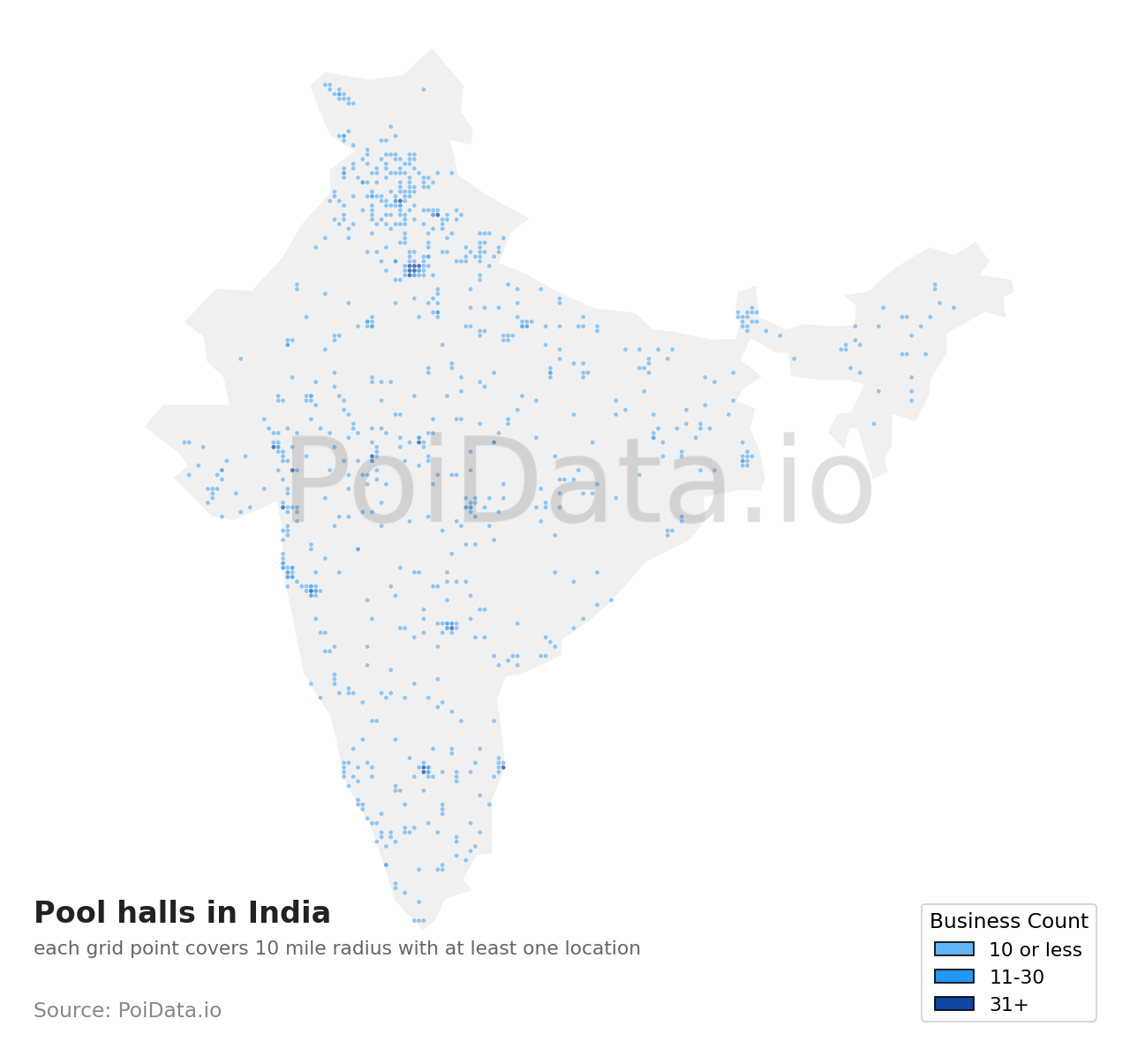 Pool hall density map for India