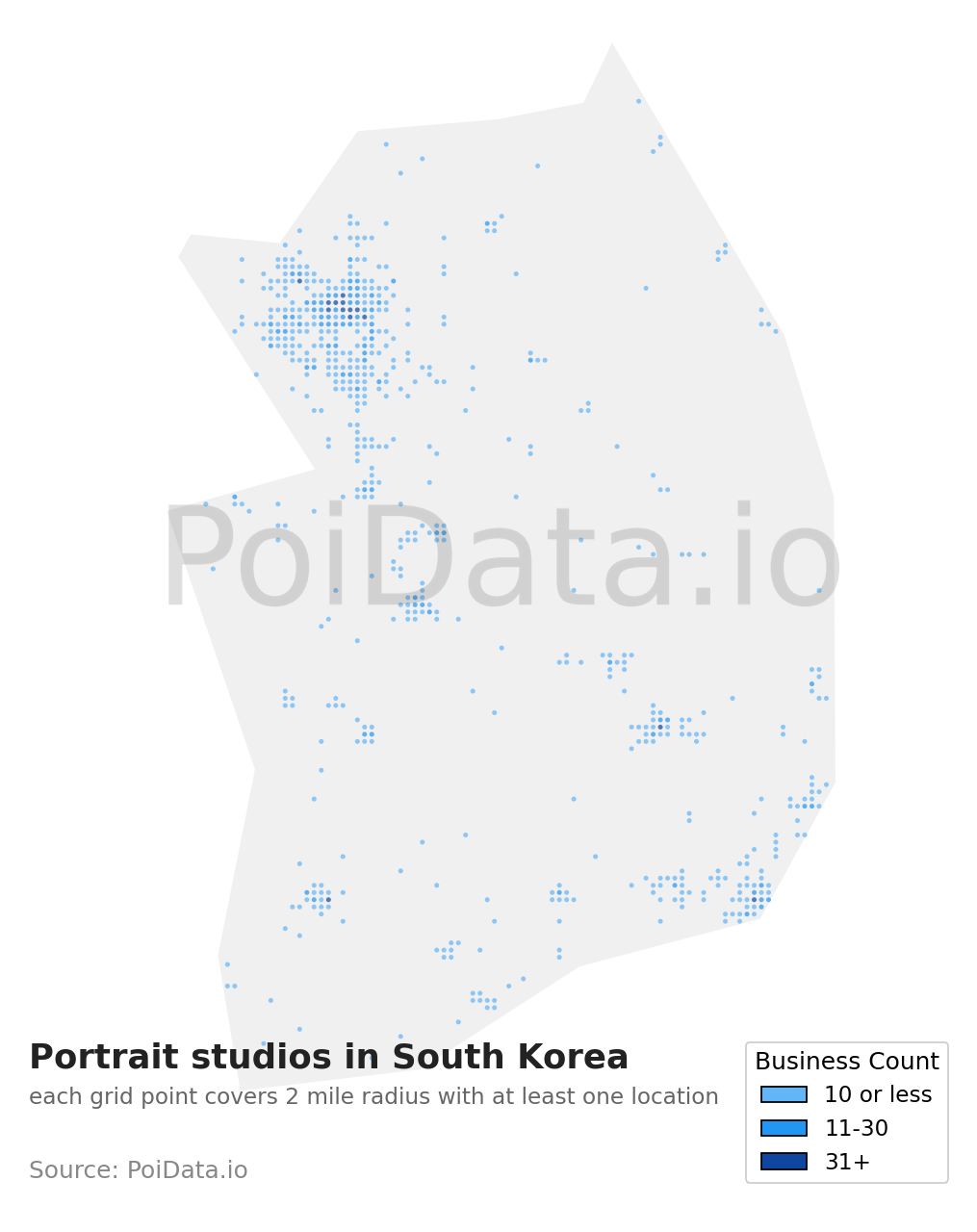 Portrait studio density map for South Korea
