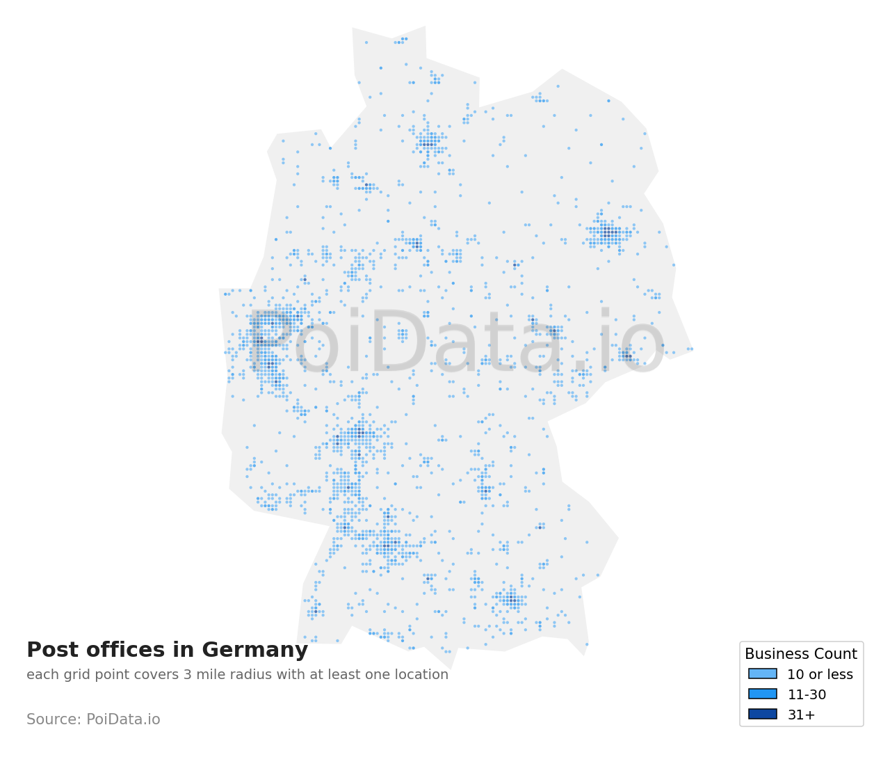 Post office density map for Germany