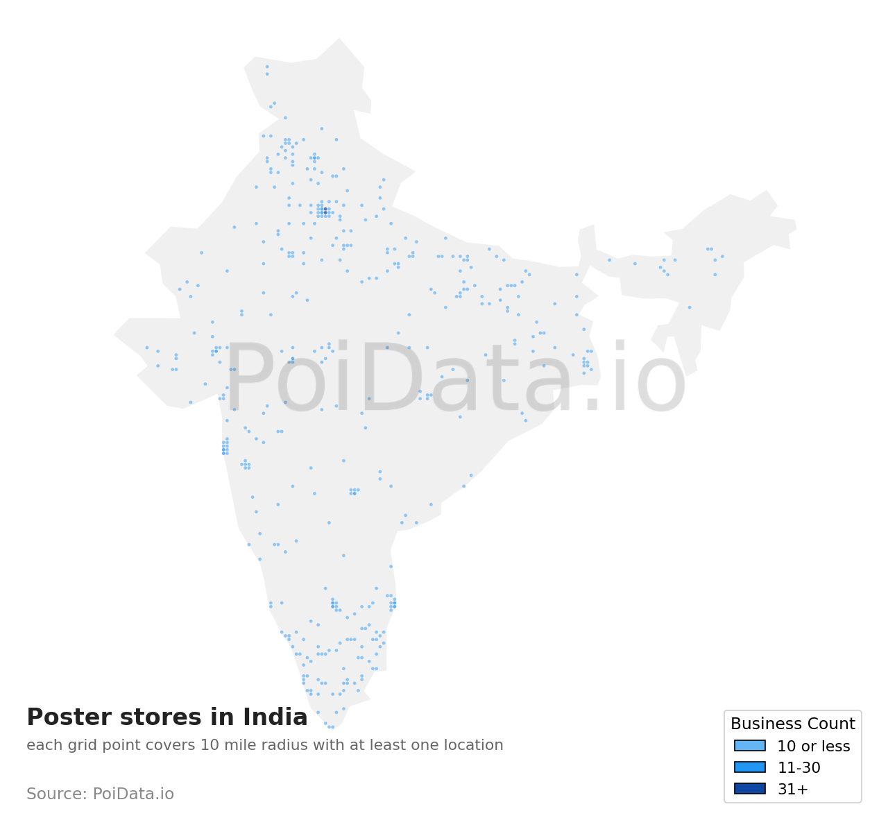 Poster store density map for India