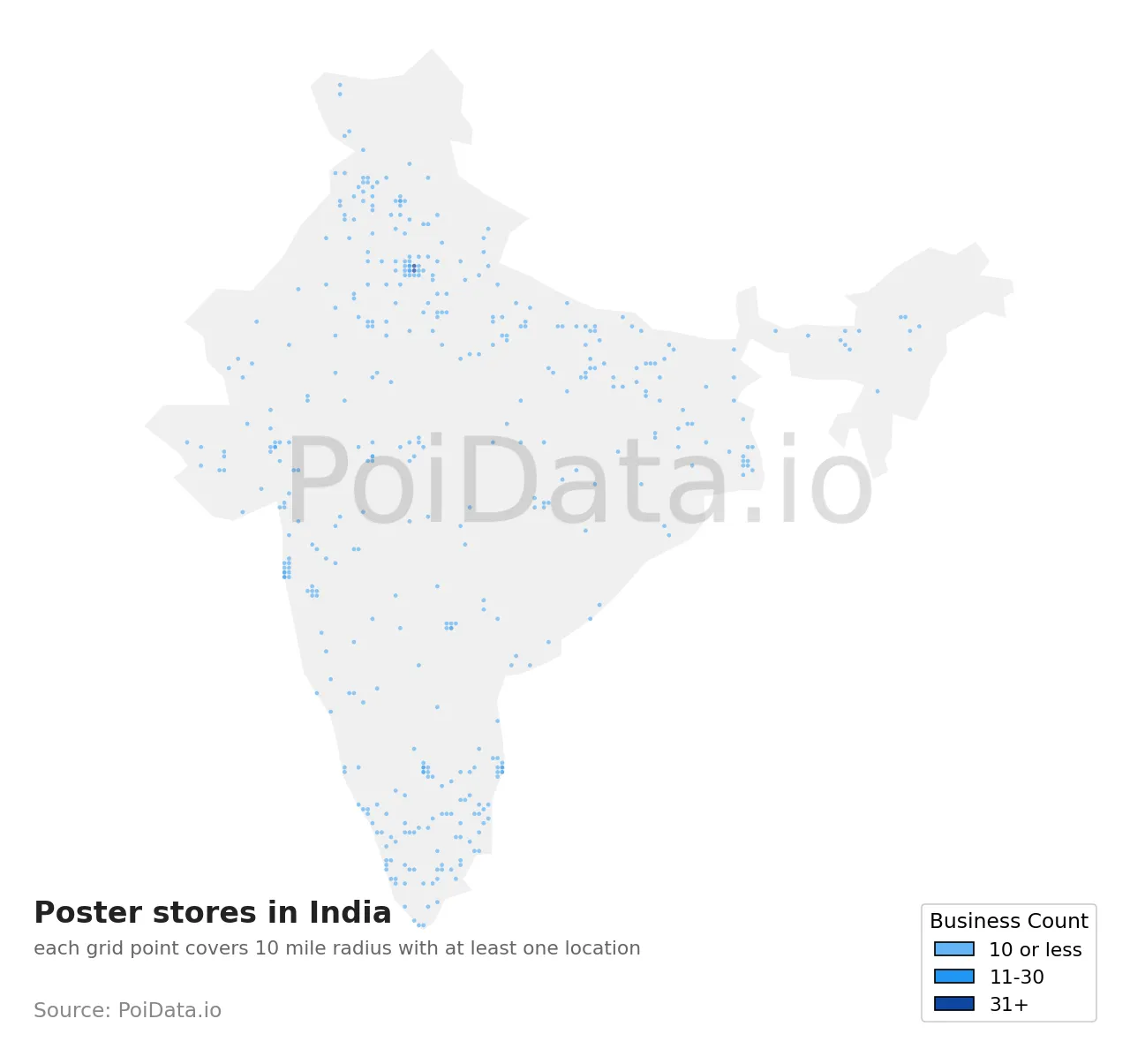 Poster store density map for India