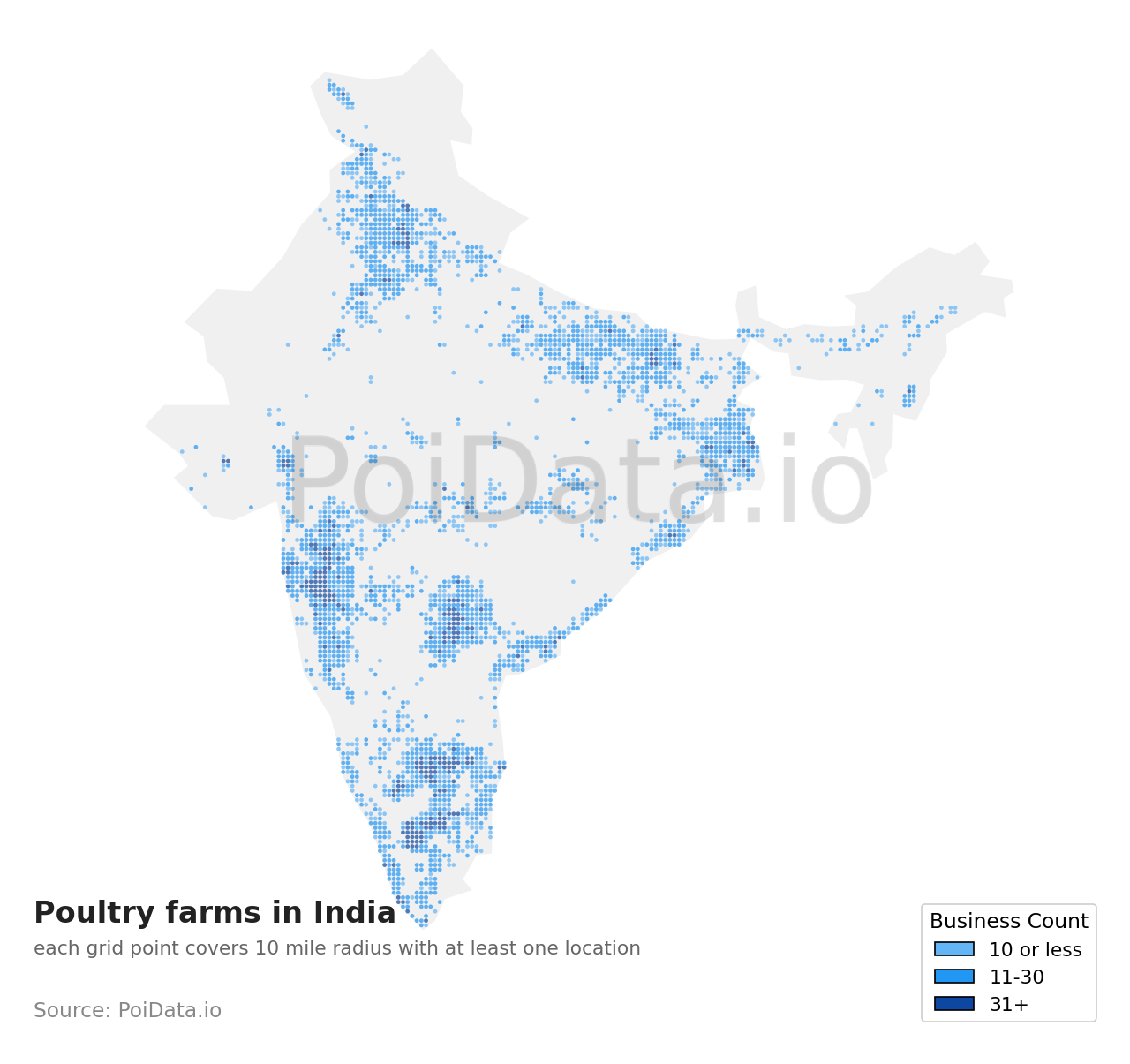 Poultry farm density map for India