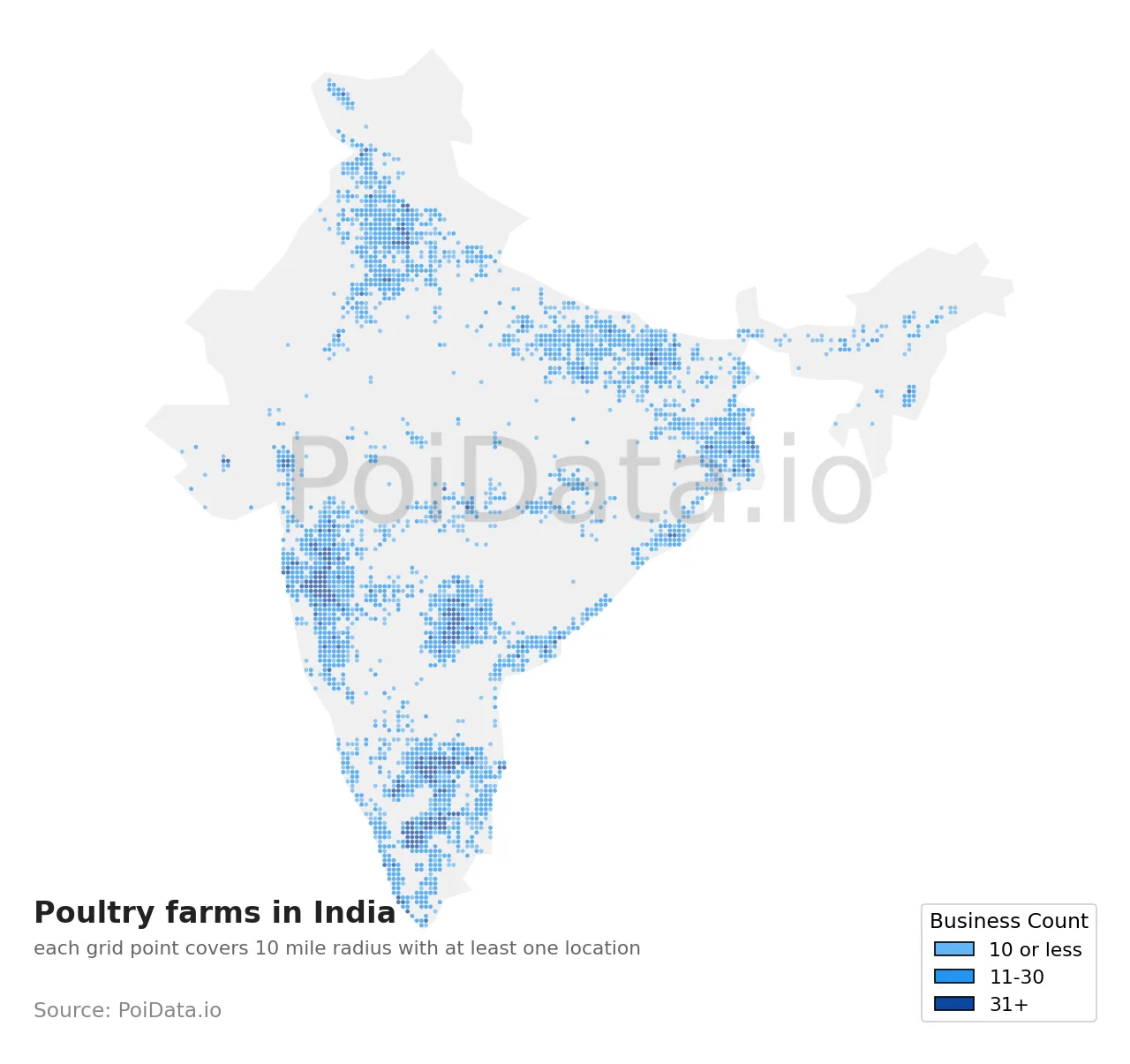 Poultry farm density map for India