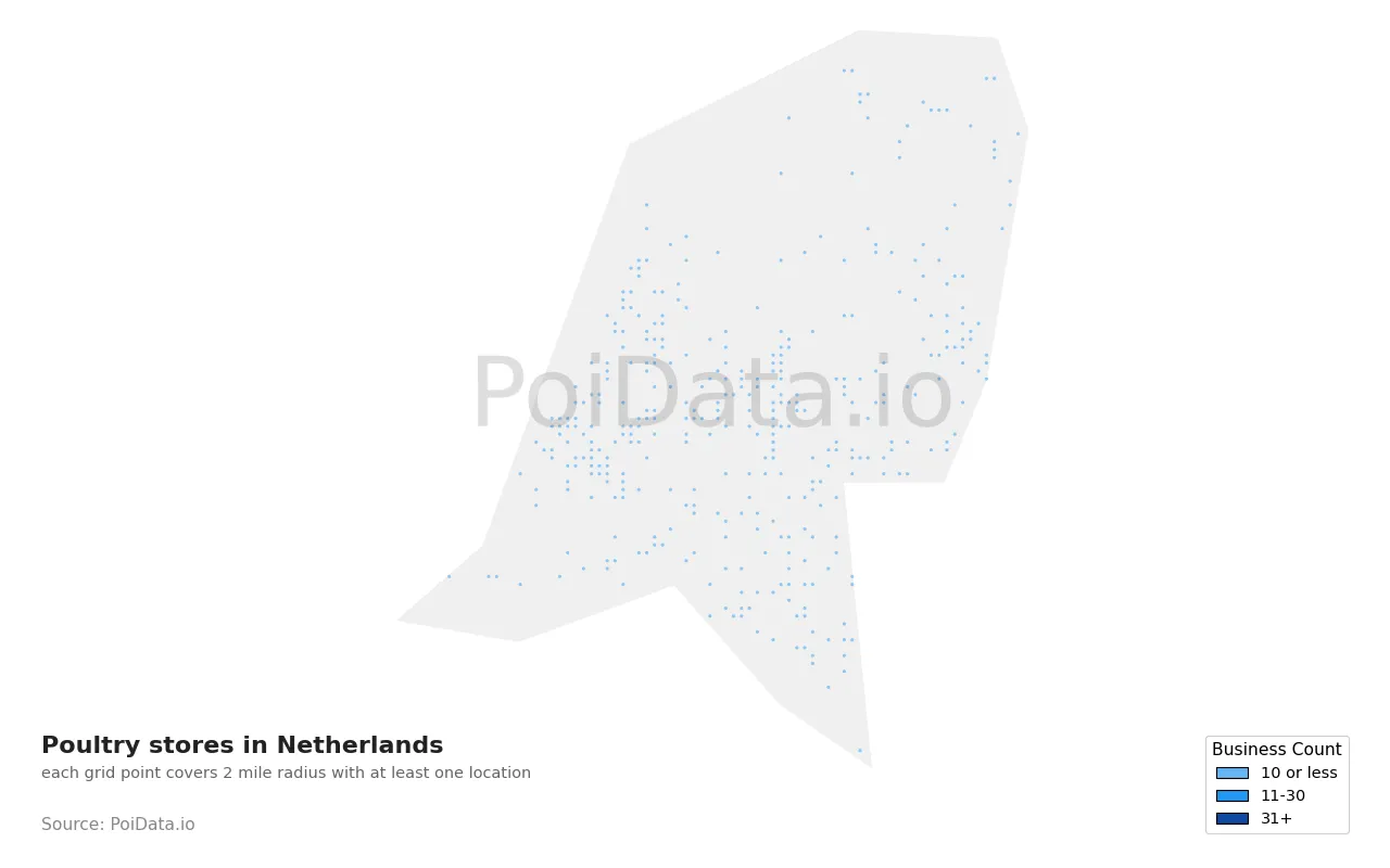 Poultry store density map for Netherlands