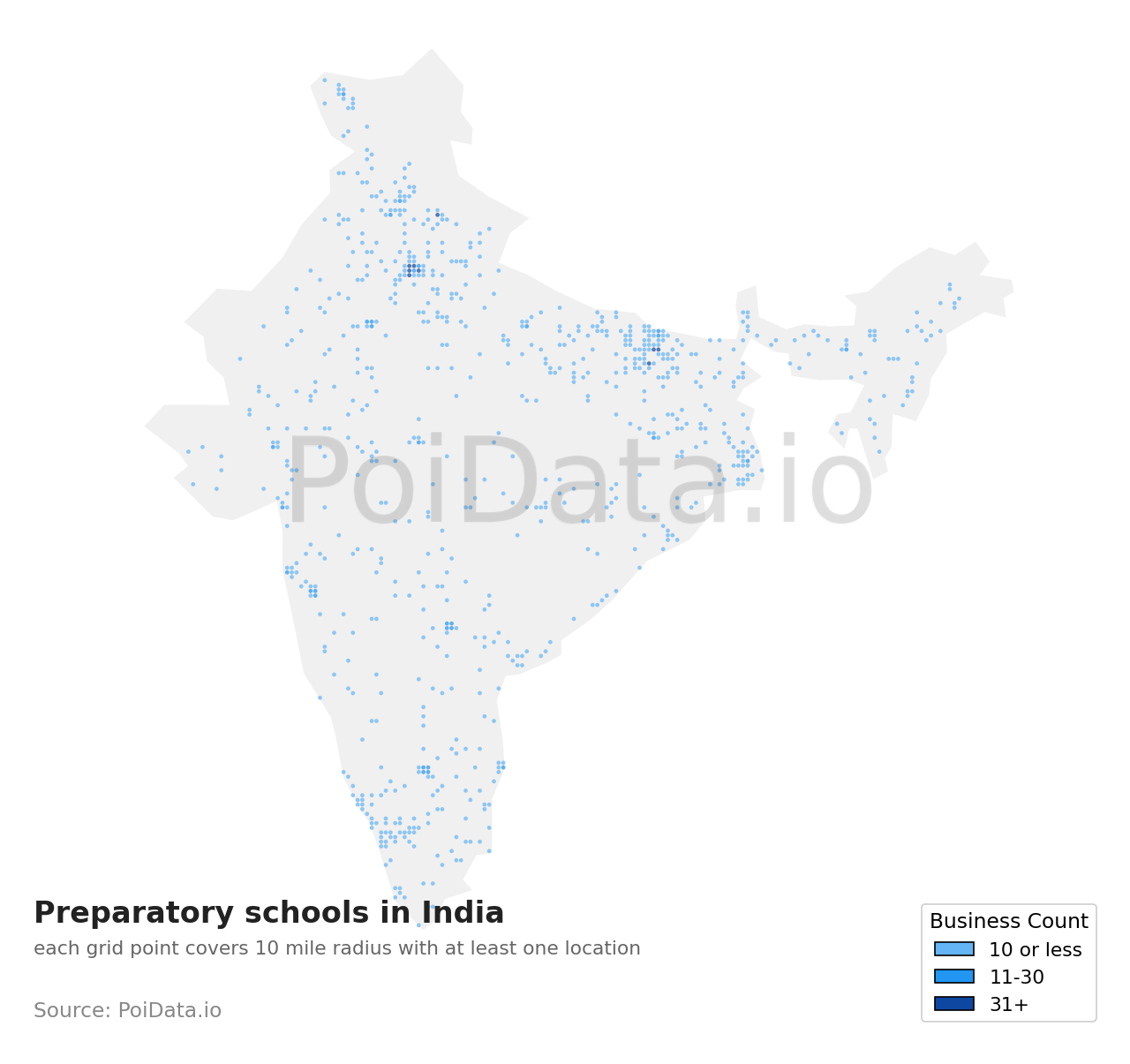 Preparatory school density map for India