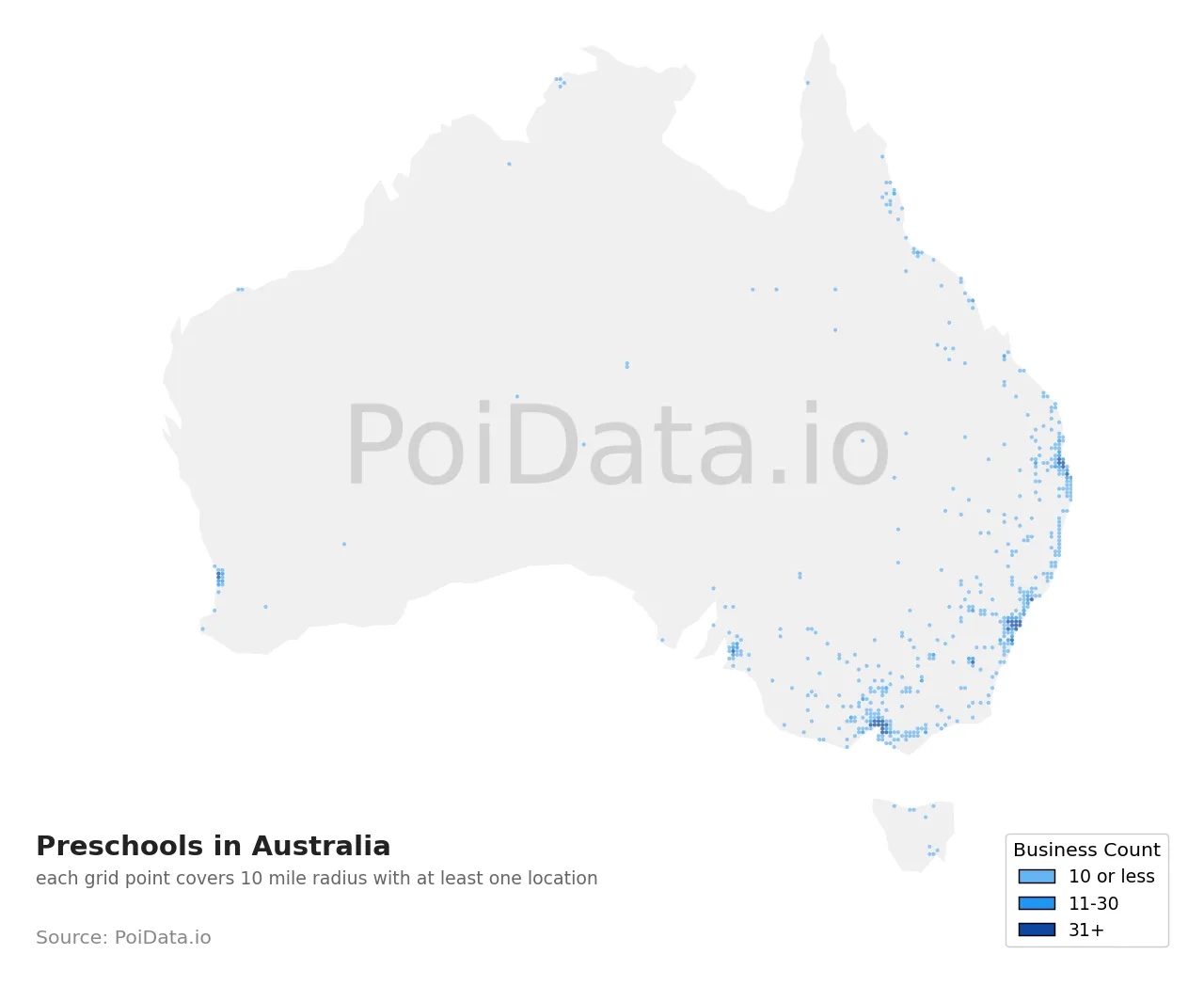 Preschool density map for Australia