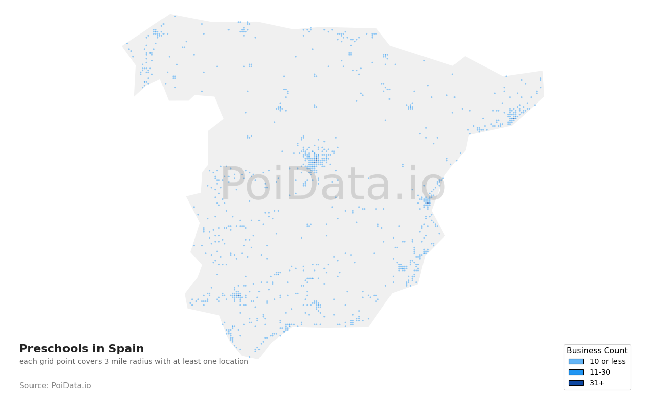 Preschool density map for Spain