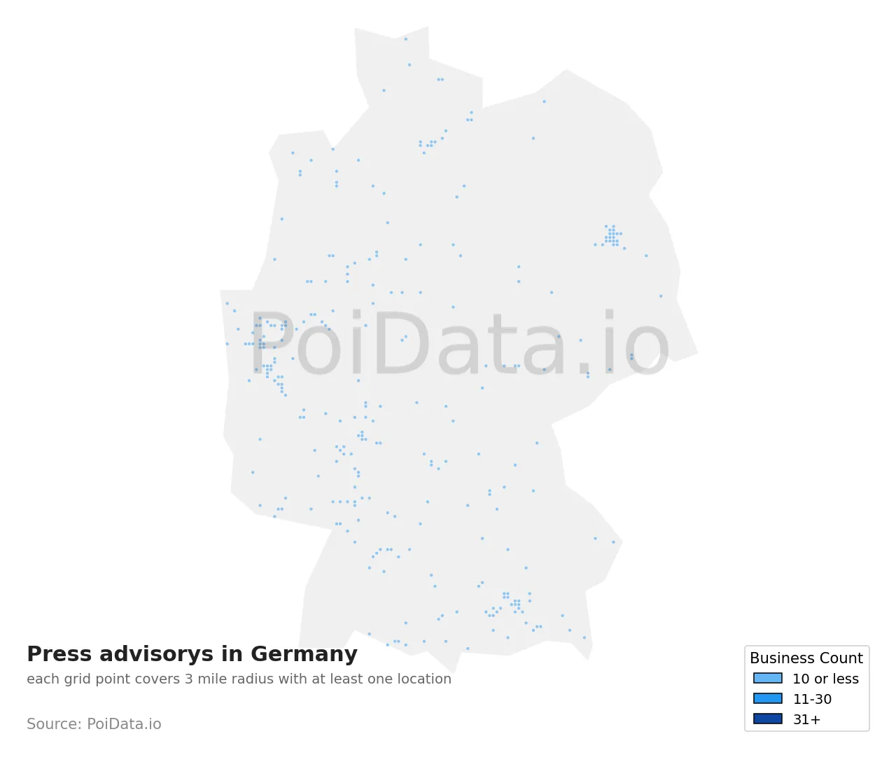 Press advisory density map for Germany