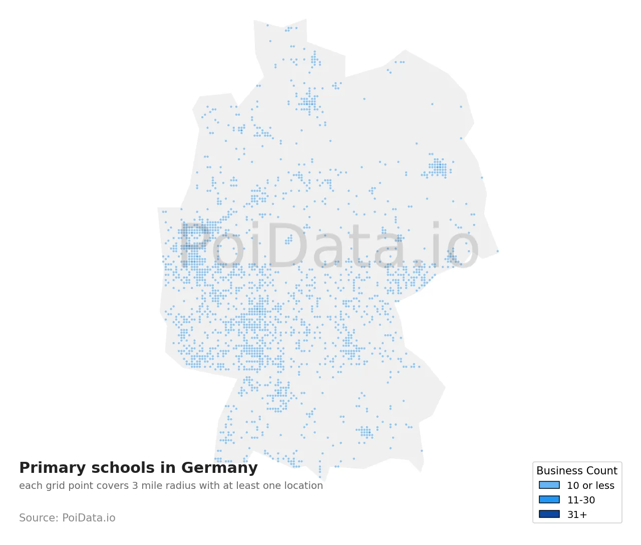 Primary school density map for Germany