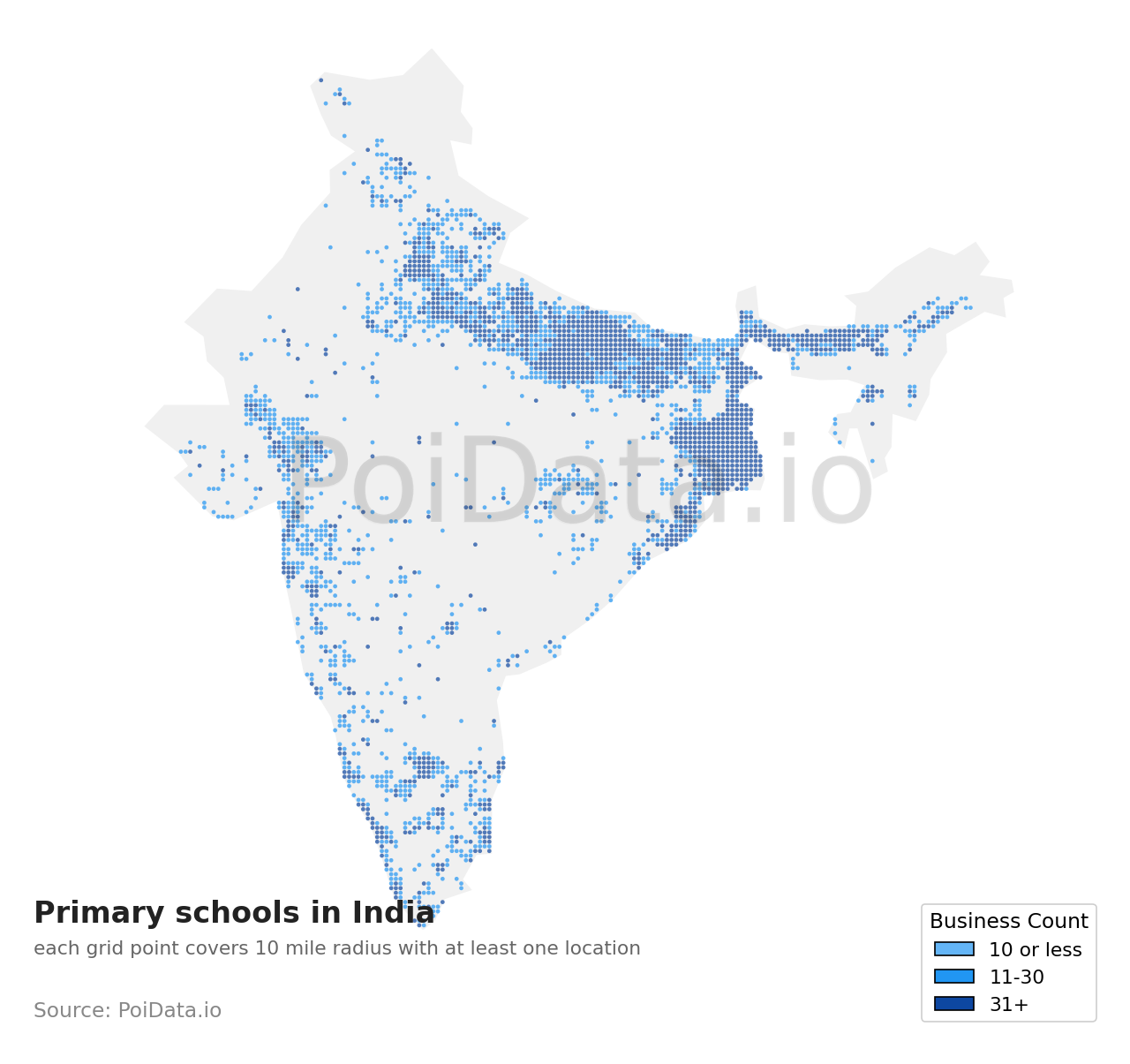 Primary school density map for India