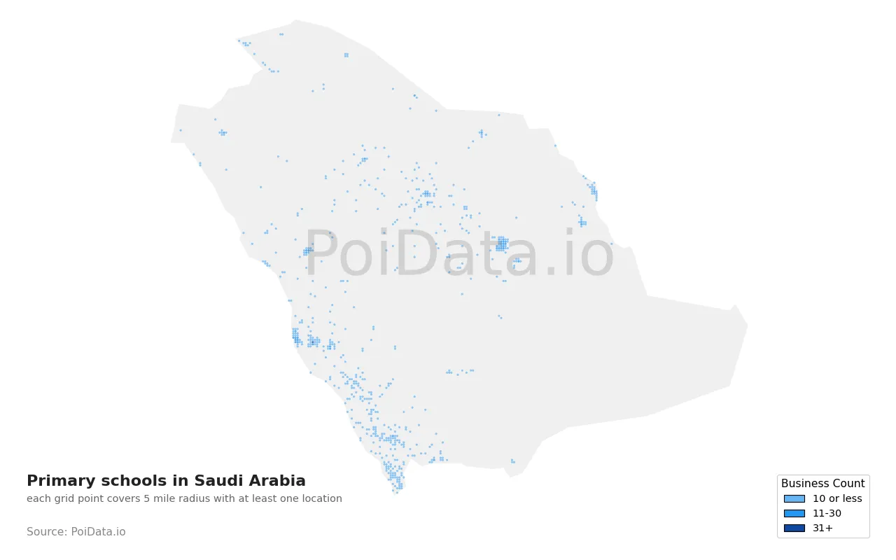 Primary school density map for Saudi Arabia