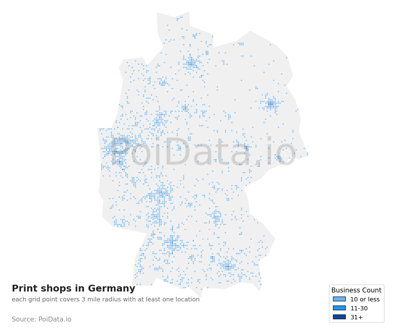 Print shop density map for Germany