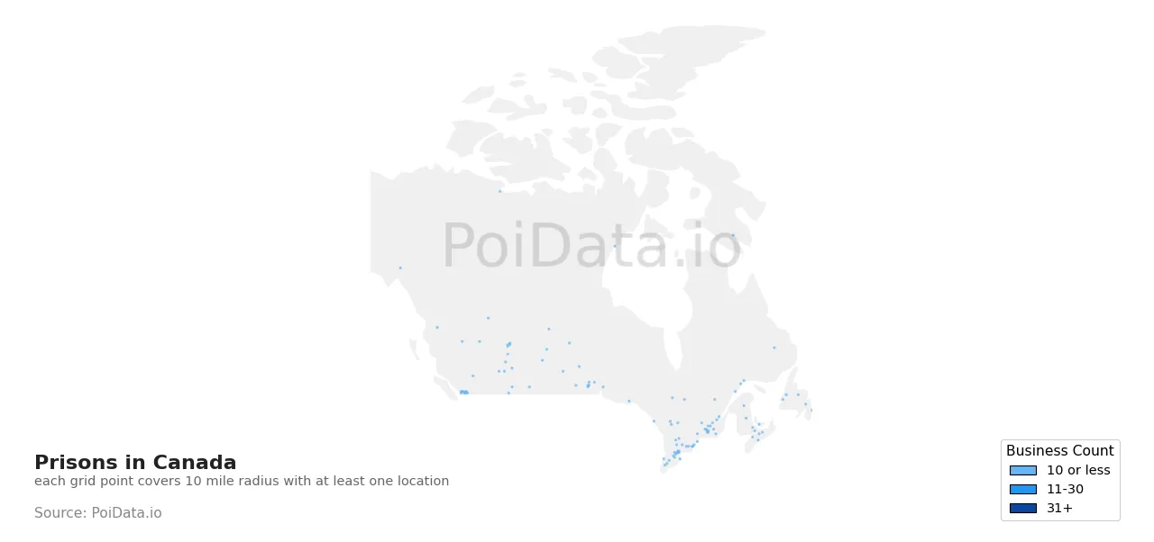 Prison density map for Canada