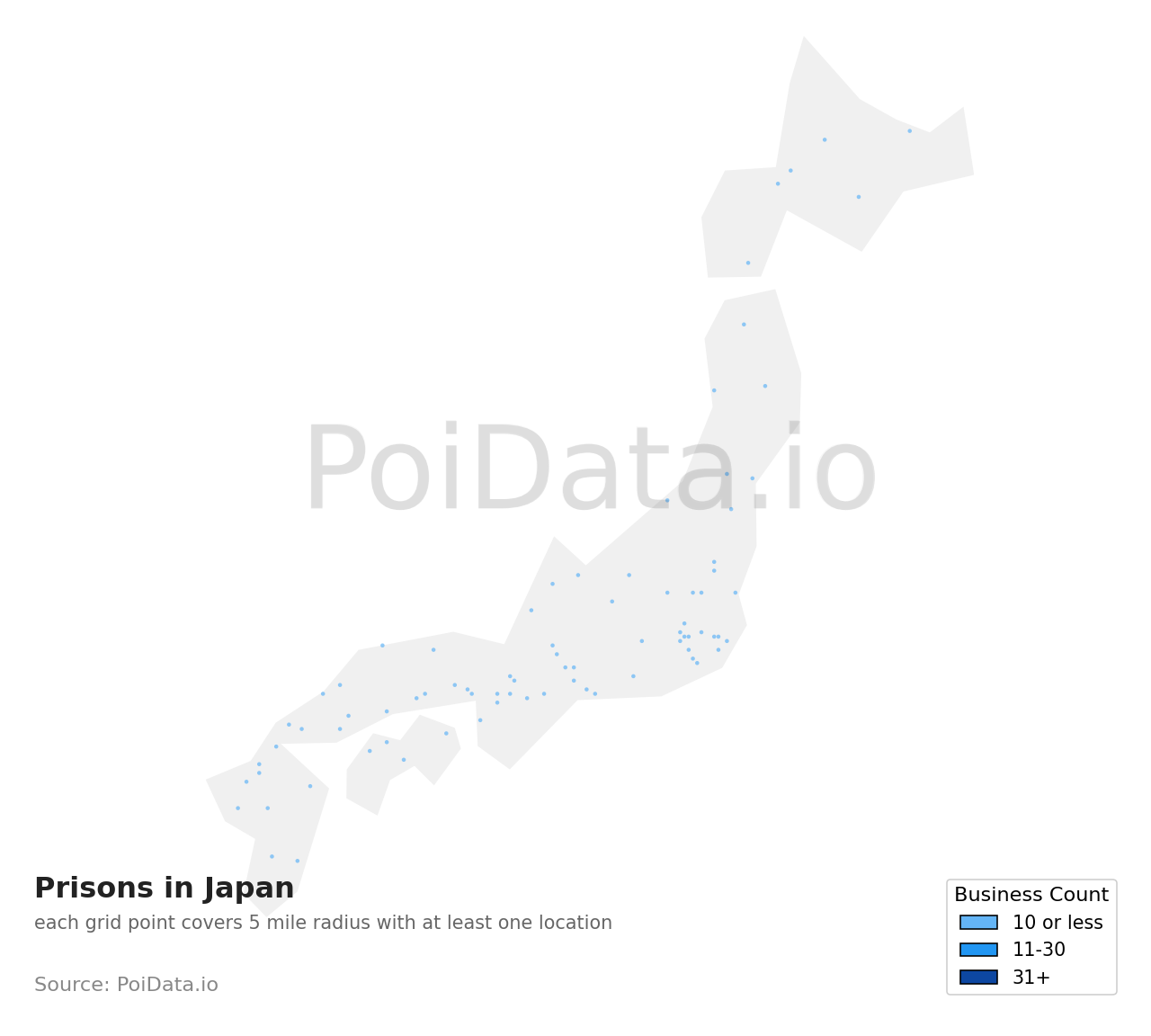 Prison density map for Japan