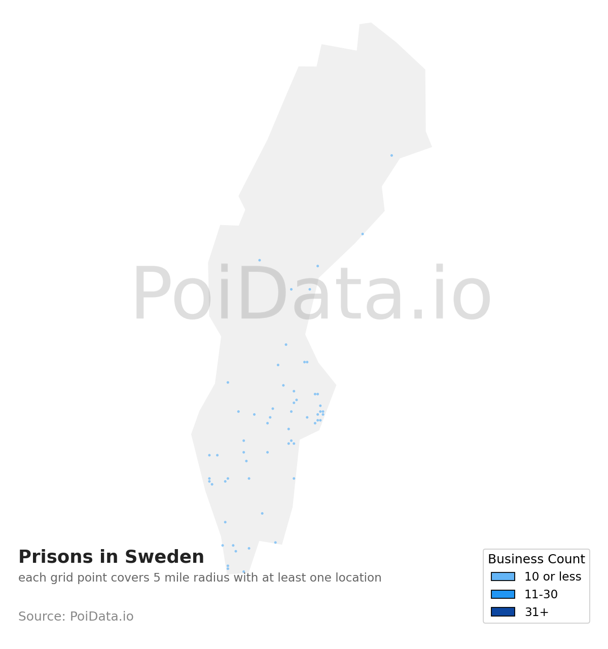 Prison density map for Sweden