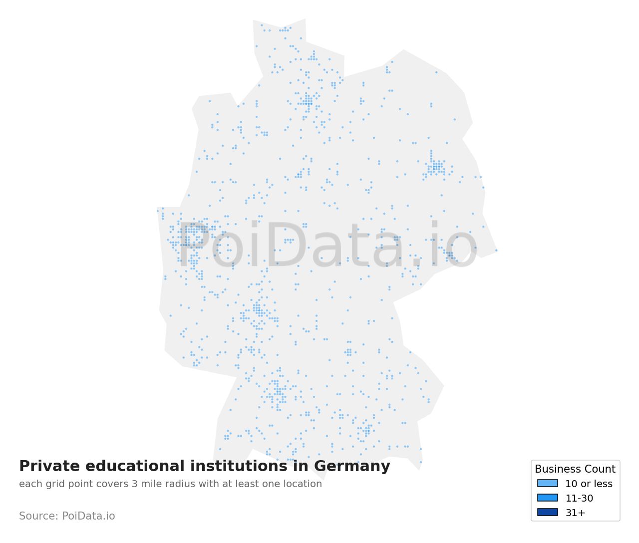 Private educational institution density map for Germany