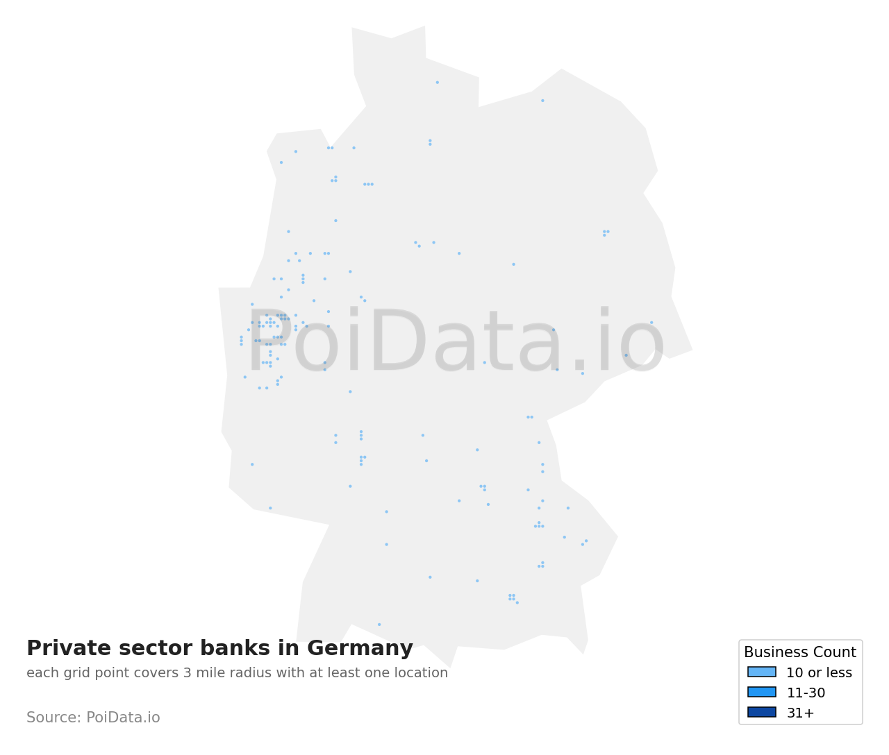 Private sector bank density map for Germany