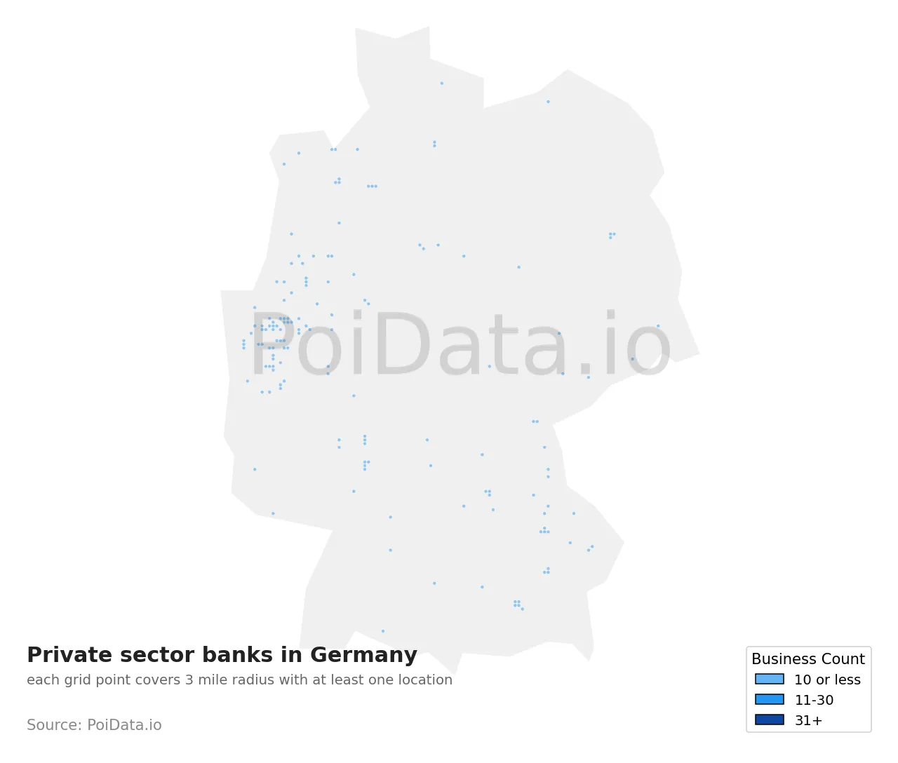 Private sector bank density map for Germany