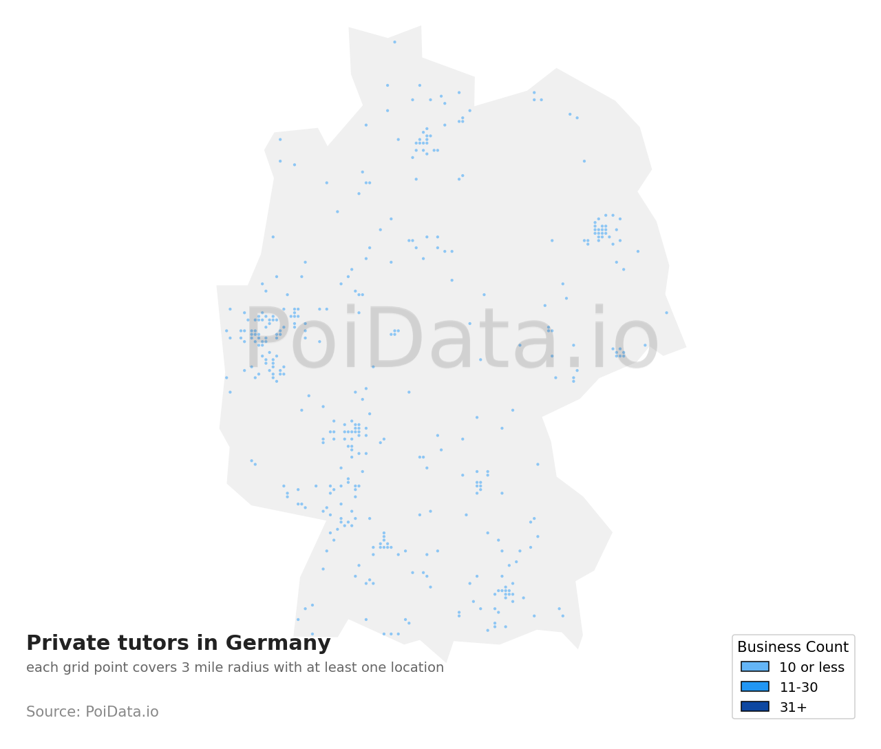 Private tutor density map for Germany