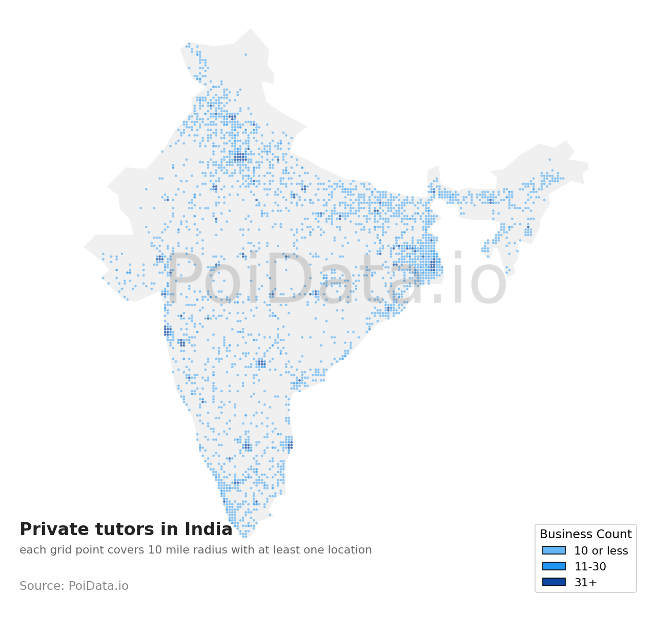 Private tutor density map for India