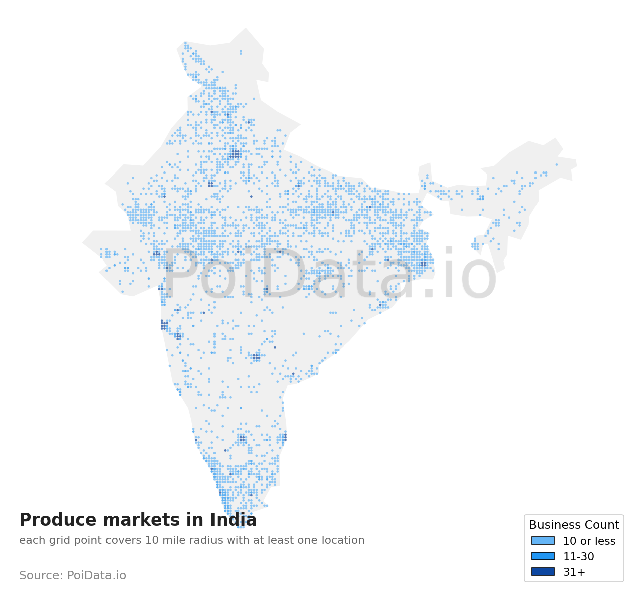 Produce market density map for India