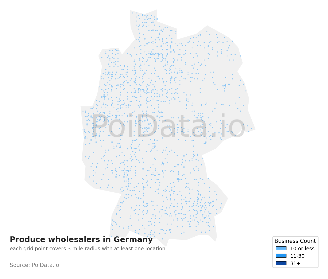 Produce wholesaler density map for Germany