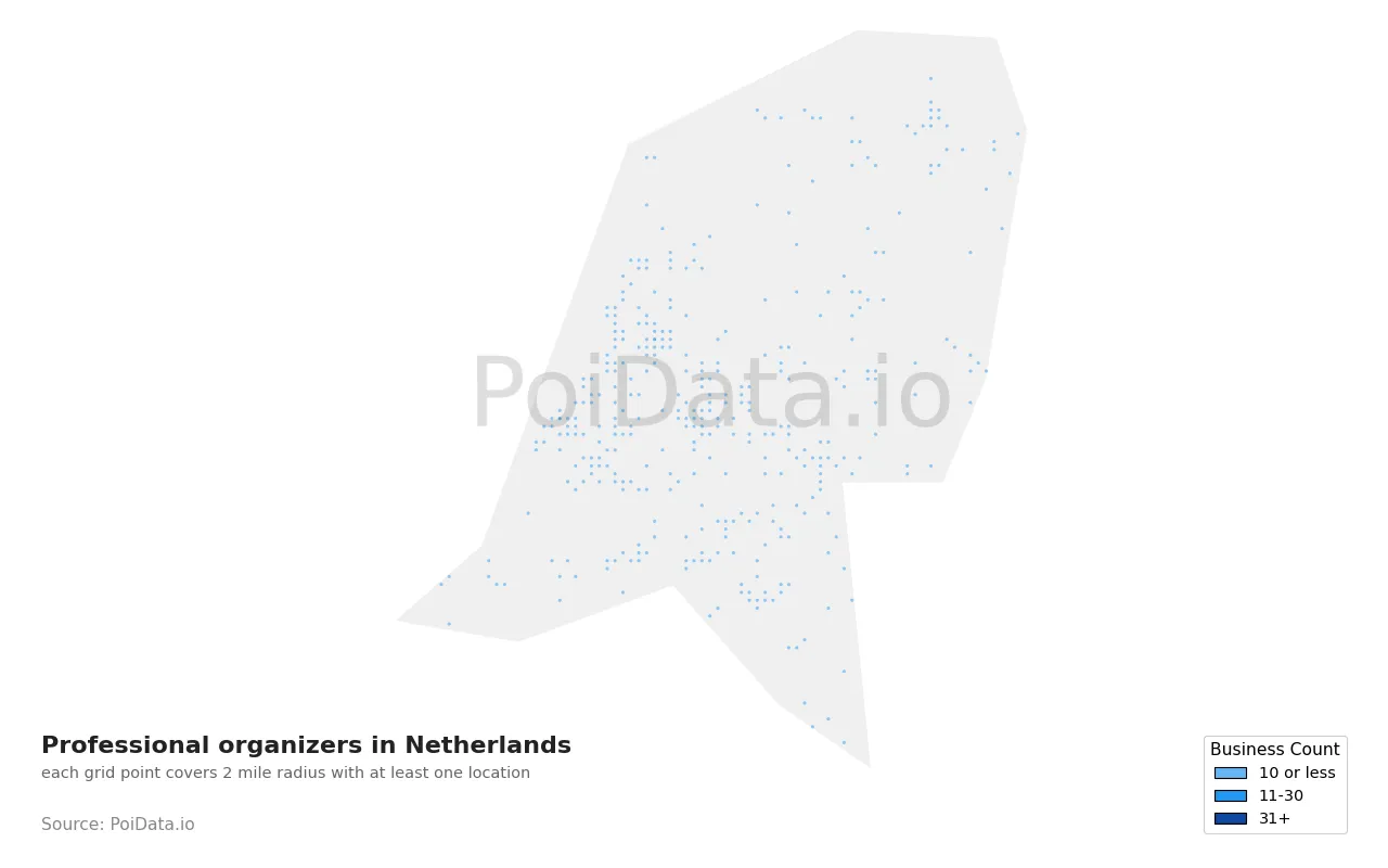 Professional organizer density map for Netherlands