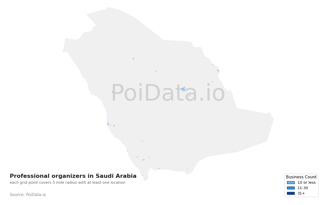 Professional organizer density map for Saudi Arabia