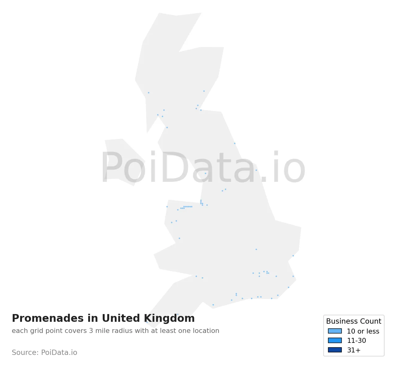 Promenade density map for United Kingdom