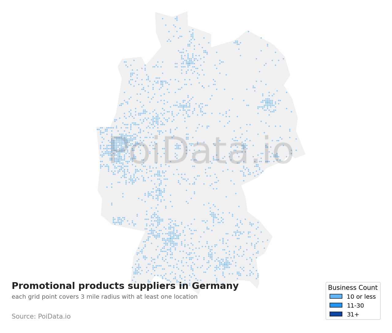 Promotional products supplier density map for Germany