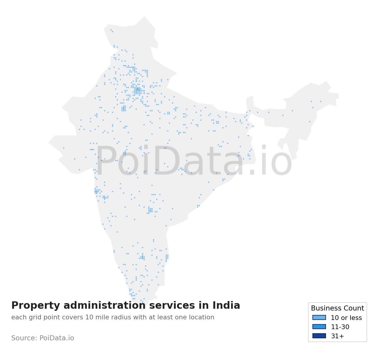 Property administration service density map for India